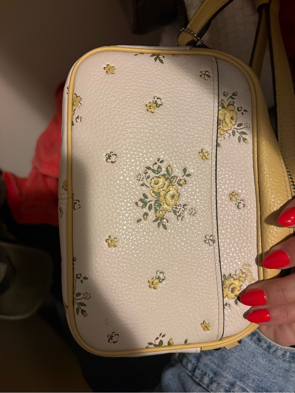 COACH Floral Print Leather Jamie Crossbody Bag - Picture 3 of 4
